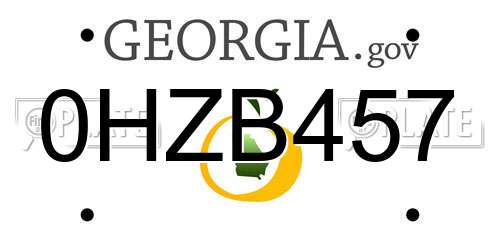 0HZB457 Georgia License Plate
