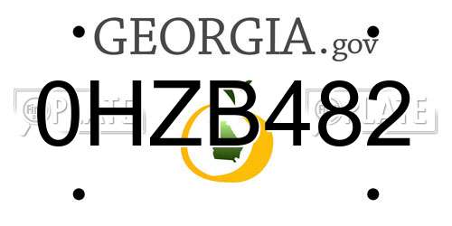 0HZB482 Georgia License Plate