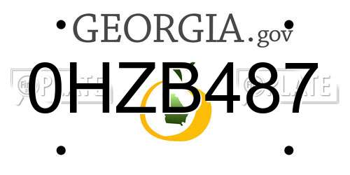 0HZB487 Georgia License Plate
