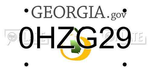 0HZG29 Georgia License Plate