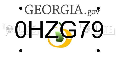 0HZG79 Georgia License Plate