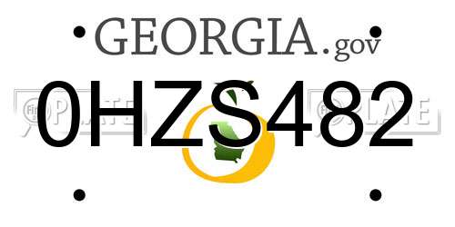 0HZS482 Georgia License Plate