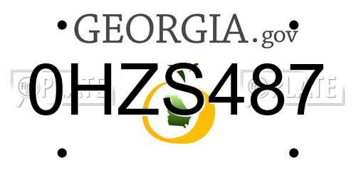 0HZS487 Georgia License Plate