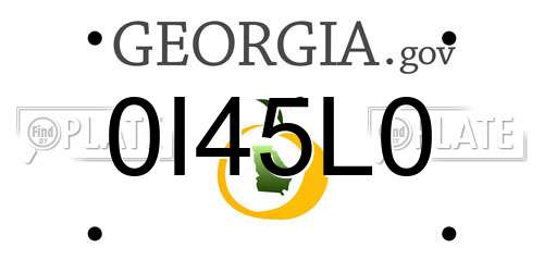 0I45L0 Georgia License Plate