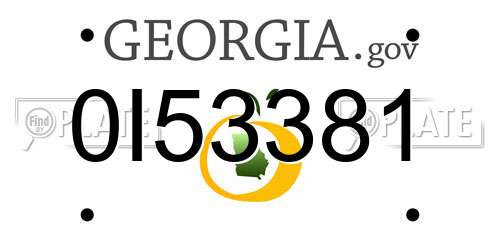 0I53381 Georgia License Plate