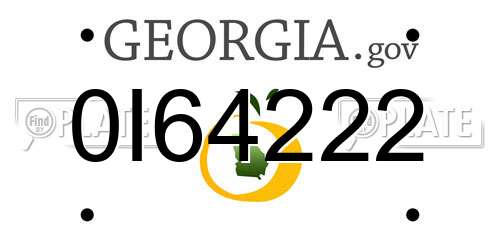 0I64222 Georgia License Plate