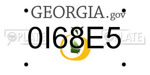 0I68E5 Georgia License Plate