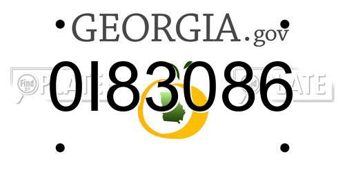 0I83086 Georgia License Plate