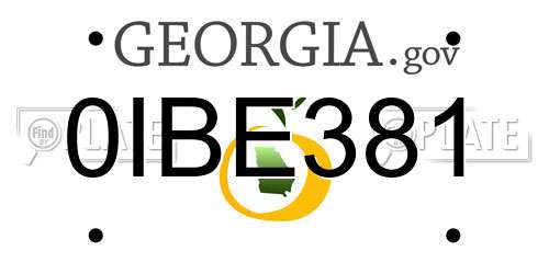 0IBE381 Georgia License Plate