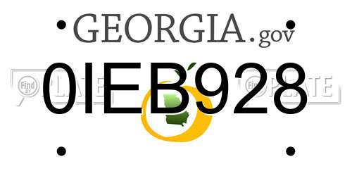 0IEB928 Georgia License Plate