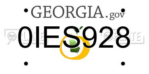 0IES928 Georgia License Plate