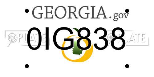 0IG838 Georgia License Plate