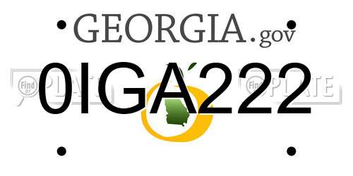 0IGA222 Georgia License Plate