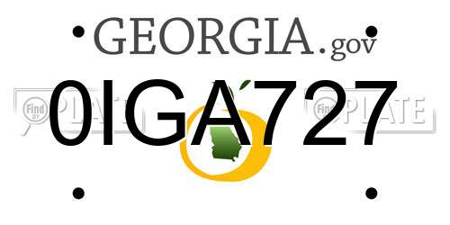 0IGA727 Georgia License Plate