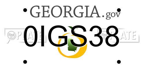0IGS38 Georgia License Plate