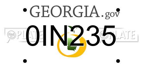 0IN235 Georgia License Plate