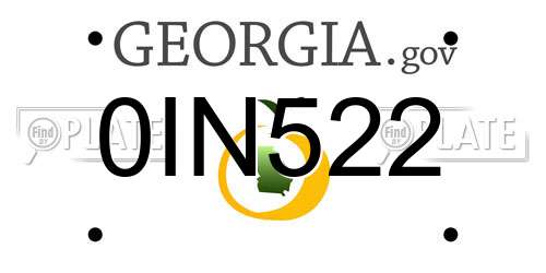 0IN522 Georgia License Plate