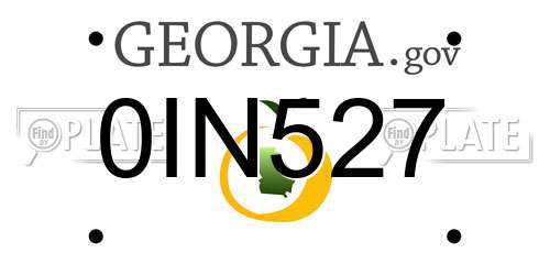 0IN527 Georgia License Plate