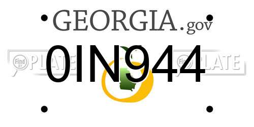 0IN944 Georgia License Plate
