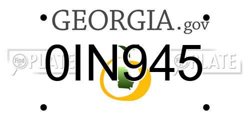 0IN945 Georgia License Plate