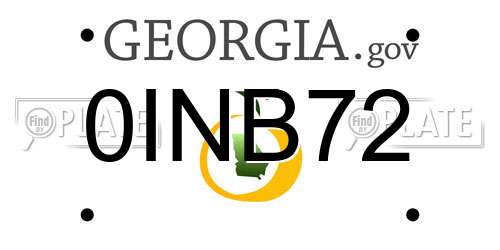 0INB72 Georgia License Plate