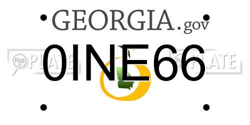 0INE66 Georgia License Plate