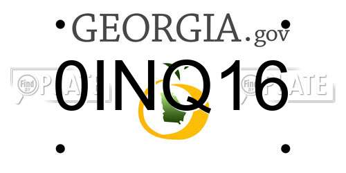 0INQ16 Georgia License Plate