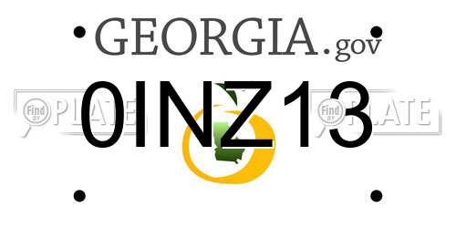 0INZ13 Georgia License Plate