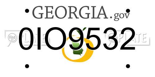 0IO9532 Georgia License Plate