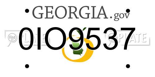 0IO9537 Georgia License Plate