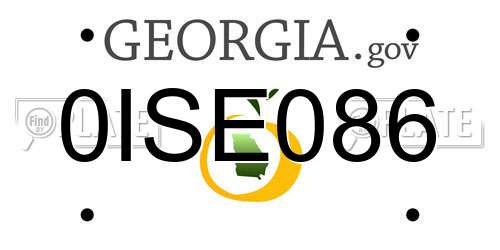 0ISE086 Georgia License Plate