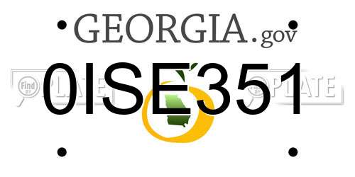 0ISE351 Georgia License Plate