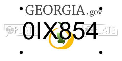 0IX854 Georgia License Plate