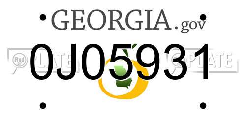 0J05931 Georgia License Plate
