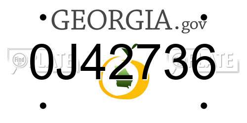 0J42736 Georgia License Plate