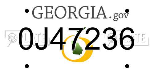 0J47236 Georgia License Plate