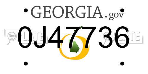 0J47736 Georgia License Plate