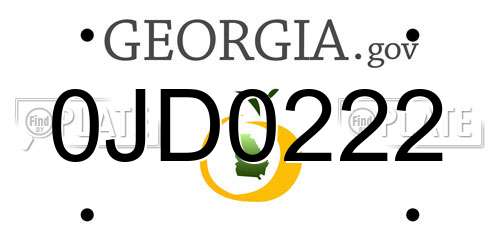 0JD0222 Georgia License Plate