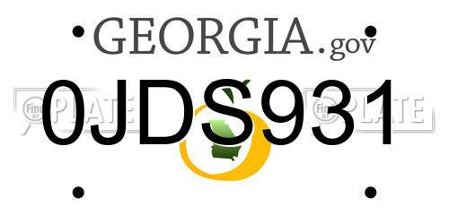 0JDS931 Georgia License Plate