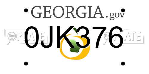0JK376 Georgia License Plate