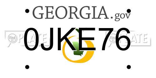 0JKE76 Georgia License Plate