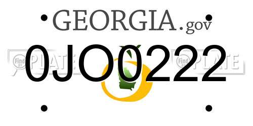 0JO0222 Georgia License Plate