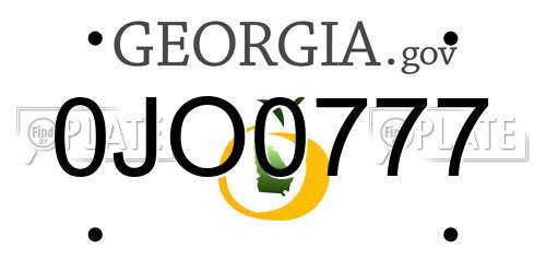 0JO0777 Georgia License Plate