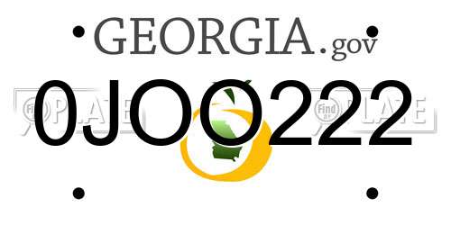 0JOO222 Georgia License Plate