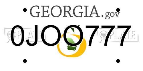 0JOO777 Georgia License Plate