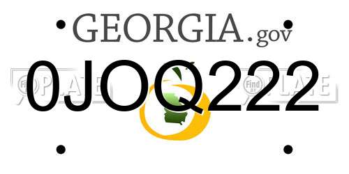 0JOQ222 Georgia License Plate
