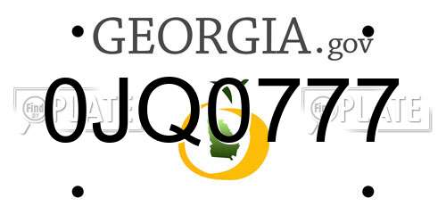 0JQ0777 Georgia License Plate