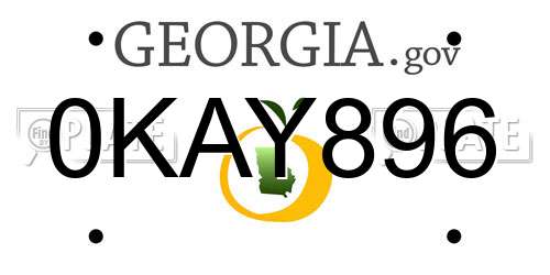0KAY896 Georgia License Plate