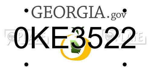 0KE3522 Georgia License Plate
