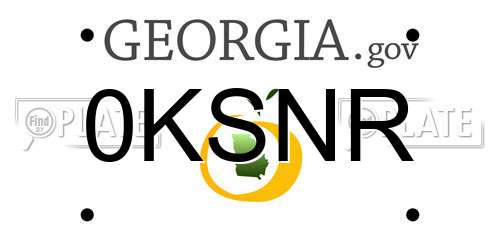 0KSNR Georgia License Plate